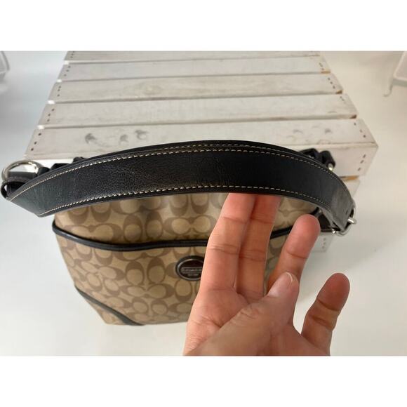 COACH F19823 TAN SIGNATUE PRINT PVC LEATHER SHOULDER BAG - Picture 12 of 16